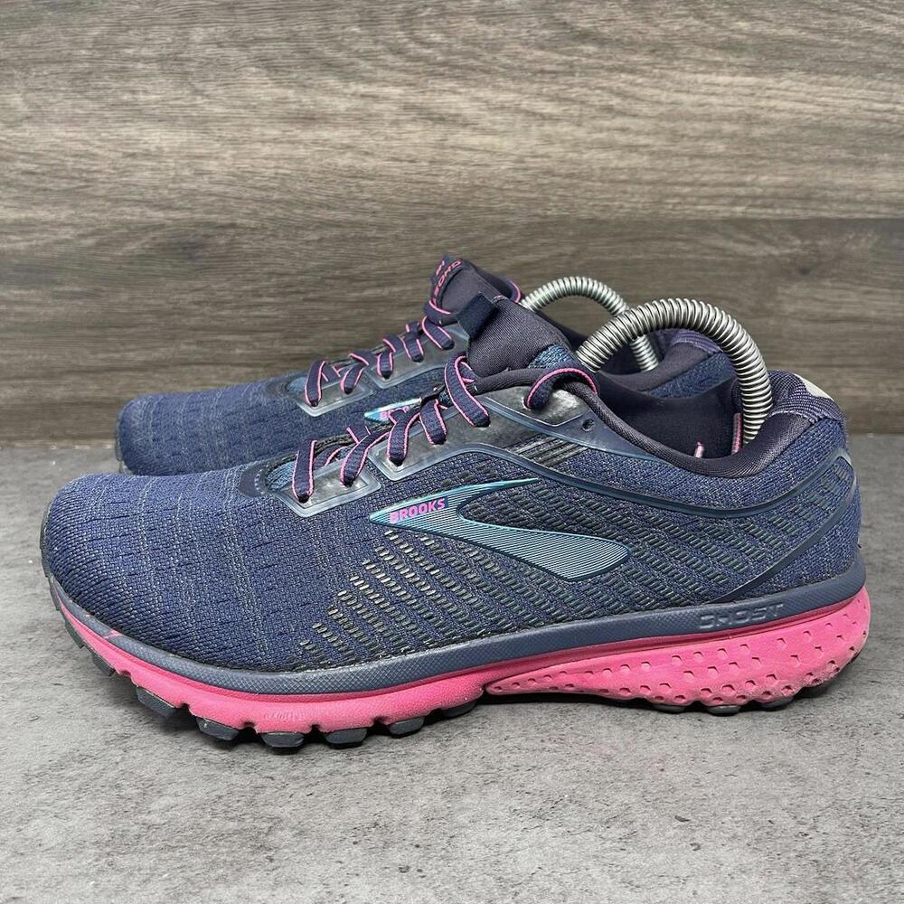 Brooks Ghost 12 Running Shoes Womens Size 9 Blue Pink Sneakers